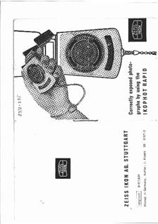 Zeiss Ikon Ikophot manual. Camera Instructions.